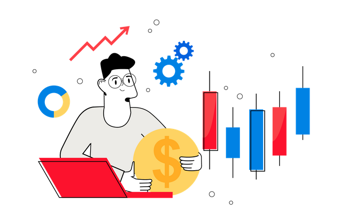 Negociação no mercado de ações  Ilustração