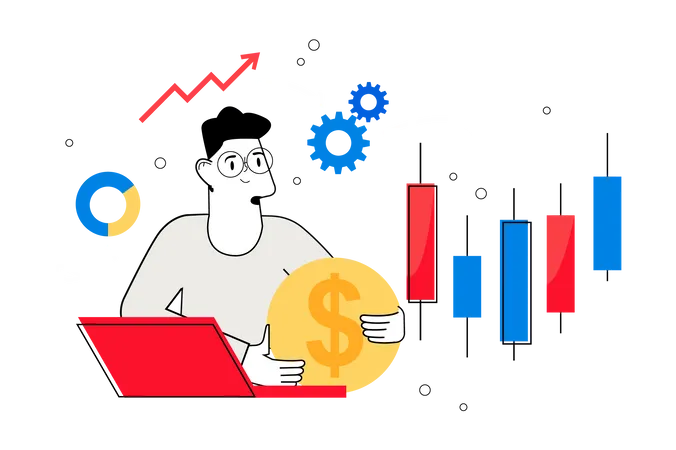 Negociação no mercado de ações  Ilustração