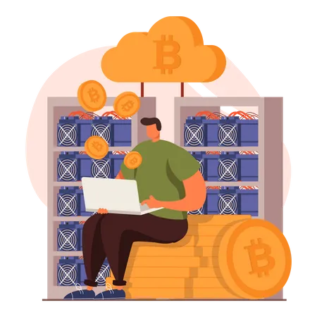 Negociação on-line de bitcoins  Ilustração