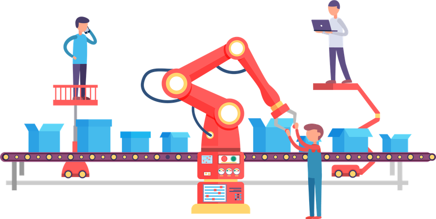 Negocio de producción Personas y contenedores  Illustration