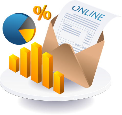 Negócios online com e-mail  Ilustração