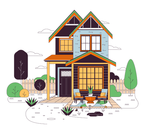 Neighborhood single family home  Illustration
