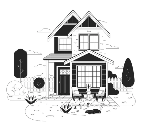 Neighborhood single family home  Illustration