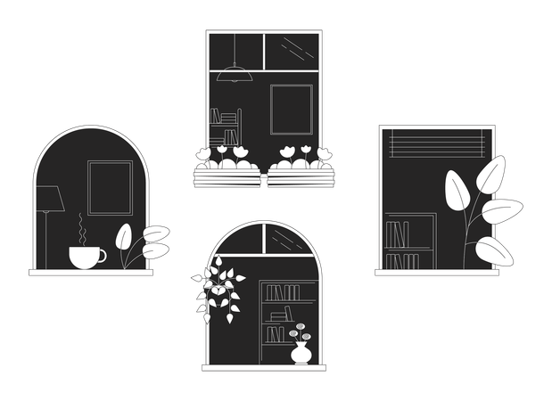 Neighbors windows in building  Illustration