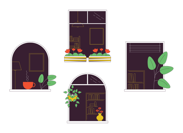 Neighbors windows in building  Illustration