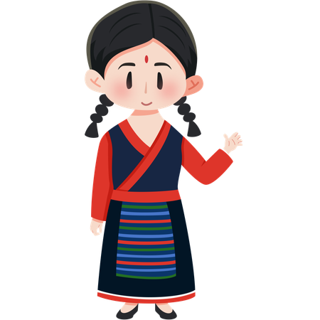 Nepal Daura Suruwal girl  Illustration