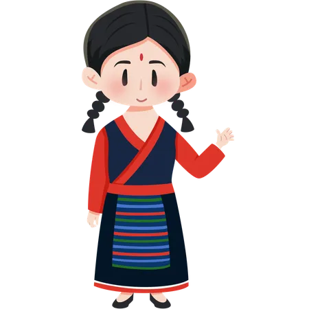 Nepal Daura Suruwal girl  Illustration