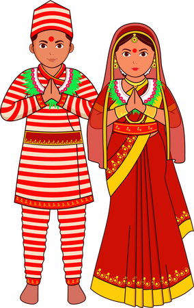 Nepali Wedding Couple Illustration