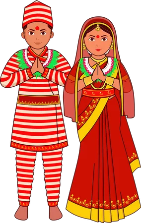 Nepali Wedding Couple Illustration