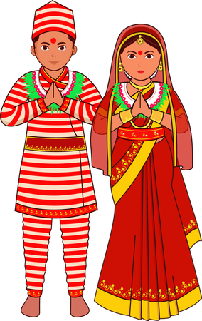 Nepali Wedding Couple  Illustration