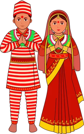 Nepali Wedding Couple  Illustration