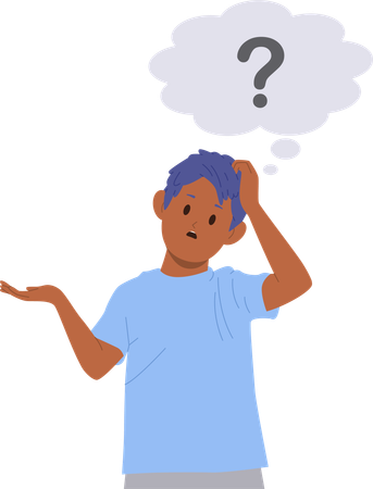 Nervous boy having trouble feeling misunderstanding asking question  Illustration