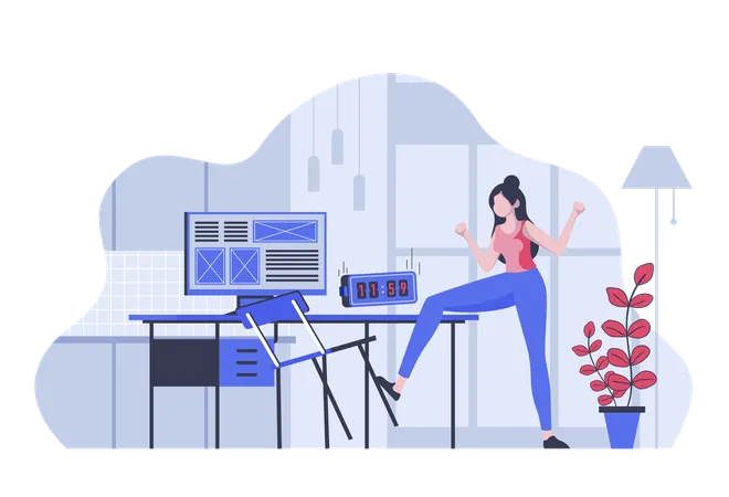 Deadline Concept With Cartoon People In Flat Design For Web Nervous Woman Missing Countdown Time Clock And Hurrying Complete Project Vector Illustration For Social Media Banner Marketing Material Illustration