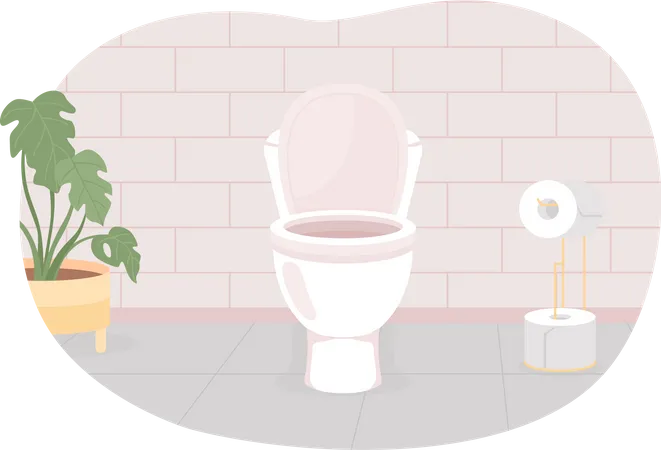 Nettoyer la cuvette des toilettes dans les toilettes  Illustration