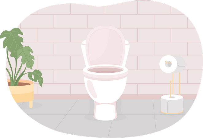 Nettoyer la cuvette des toilettes dans les toilettes  Illustration
