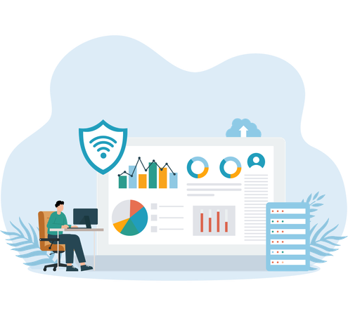 Network Administration analysis done by employee  Illustration