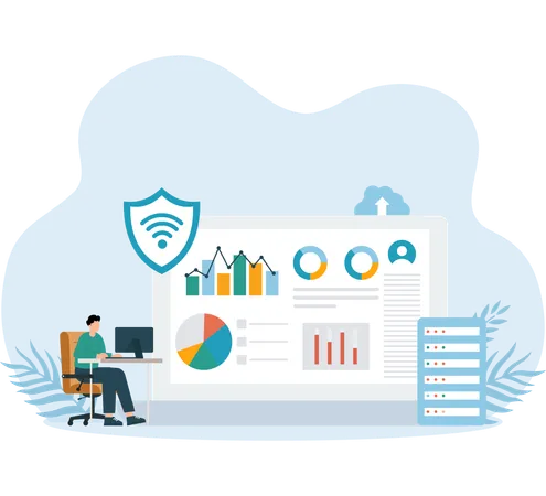 Network Administration analysis done by employee  Illustration