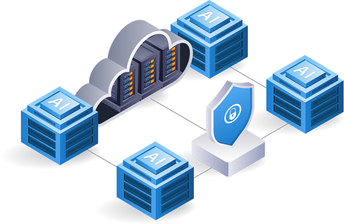 Network AI cloud server technology system  Illustration