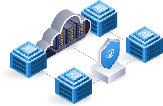 Network AI cloud server technology system  Illustration