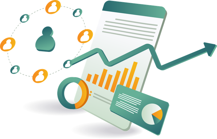 Network determine future business growth  Illustration