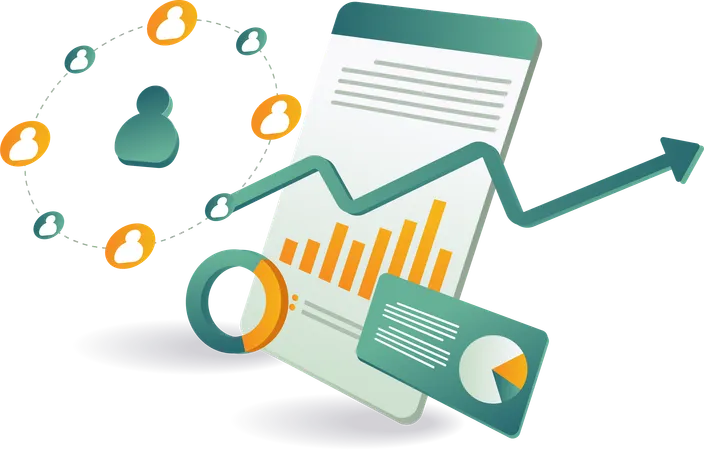 Network determine future business growth  Illustration