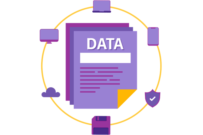 Network devices sharing data  Illustration