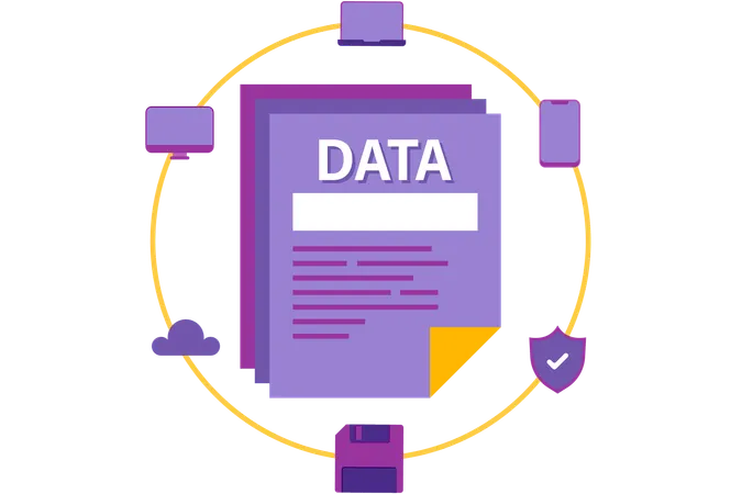 Network devices sharing data  Illustration