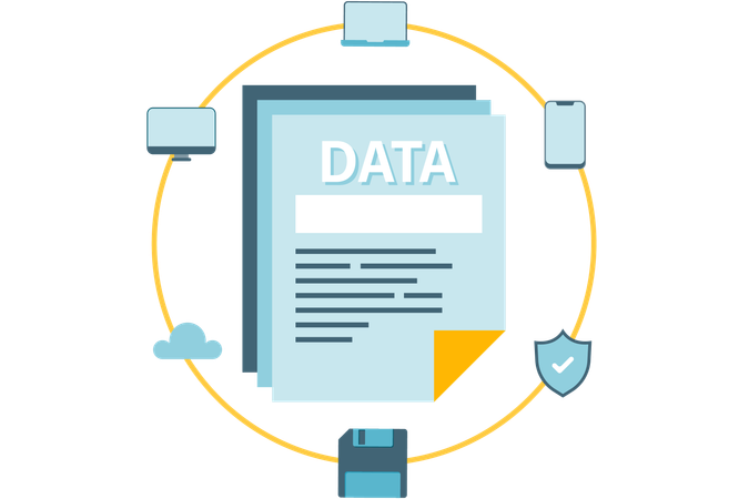 Network devices sharing data  Illustration