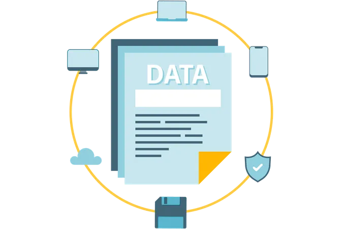 Network devices sharing data  Illustration