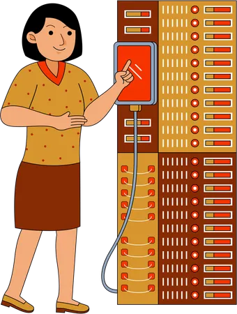 Network Engineer Profession working on server  Illustration
