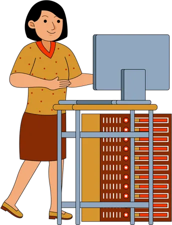 Network engineer working on computer  Illustration