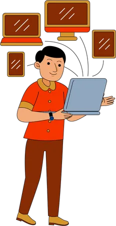 Network engineer working on network  Illustration