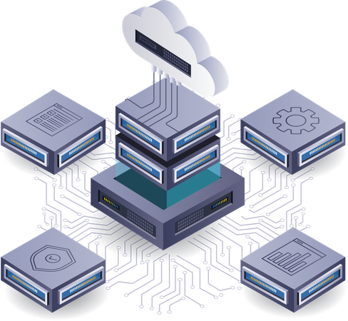 Network management cloud server technology  Illustration