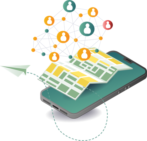 Network map location application  Illustration