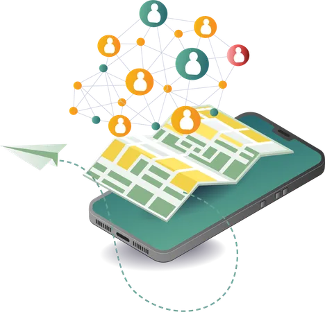 Network map location application  Illustration