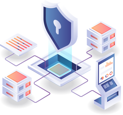 Network monitor server security analysis  Illustration