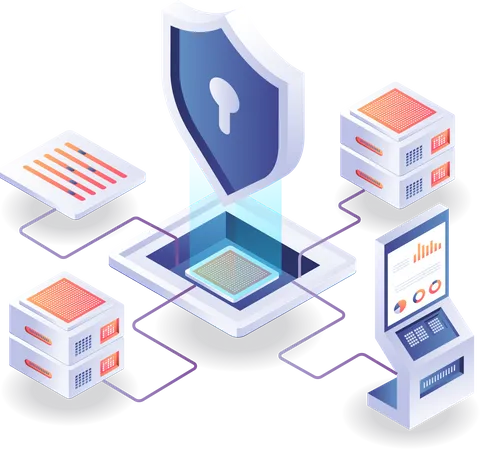 Network monitor server security analysis  Illustration