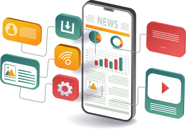 Network monitoring smartphone data analyst  Illustration