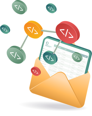 Network pixel data email technology  Illustration