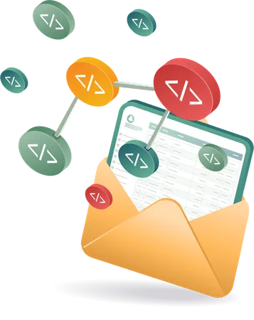 Network pixel data email technology  Illustration