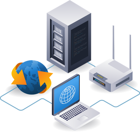 Network Router Server  Illustration