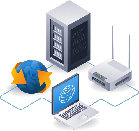 Network Router Server  일러스트레이션