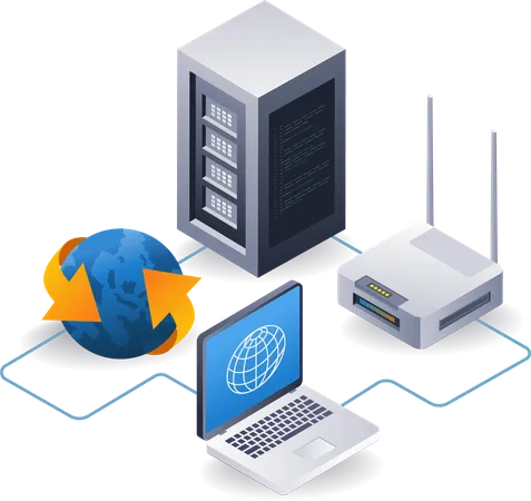 Network Router Server  Illustration