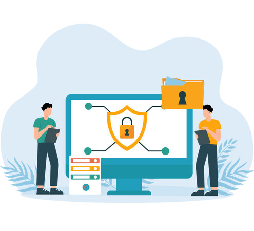 Network Security ensures system security  Illustration