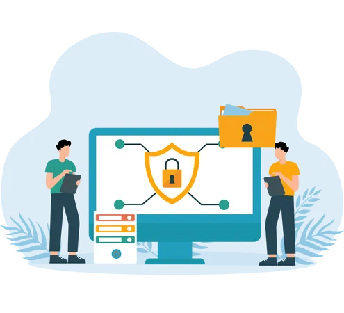 Network Security ensures system security  Illustration