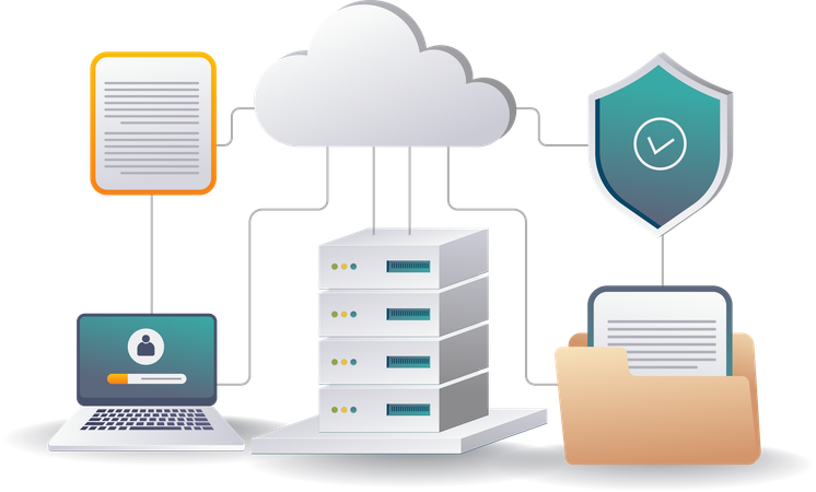 Network Security in Cloud Server Data Systems  Illustration