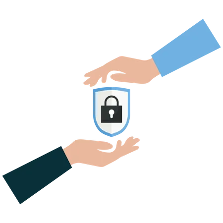 Network security symbol with the support hand  Illustration