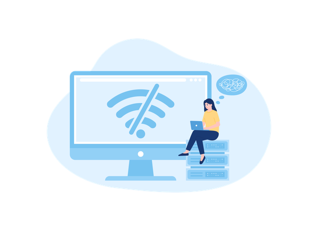 Network troubleshooting on a computer  Illustration