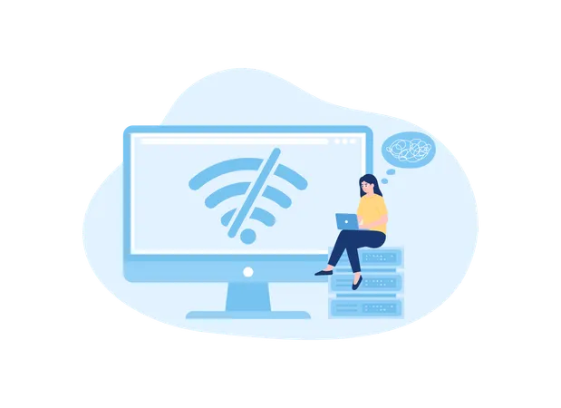 Network troubleshooting on a computer  Illustration