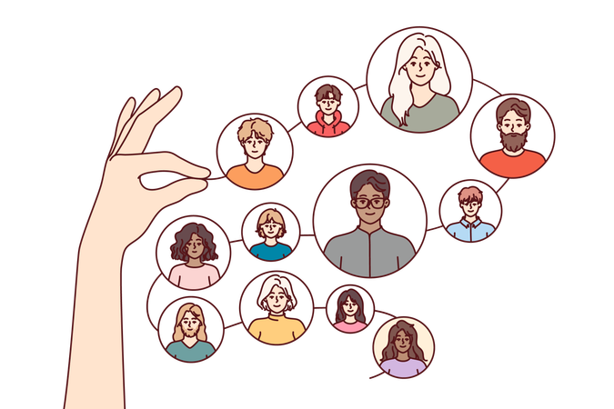 Networking connections between different people  Illustration